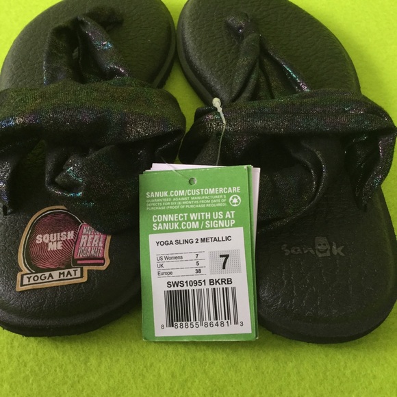 Sanuk Yoga Sling Sandals. Black, Metallic Shimmer - Picture 4 of 6